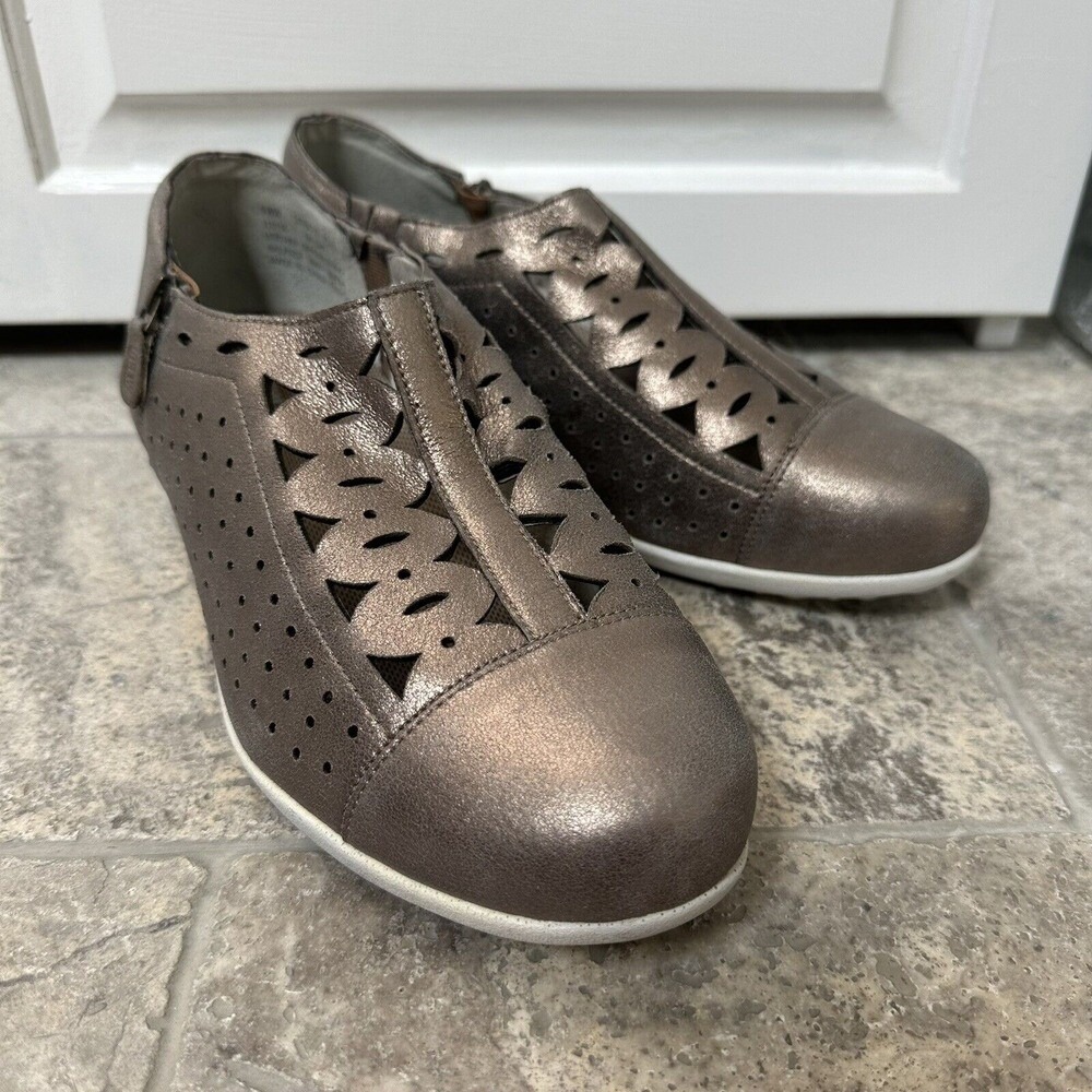 Drew Bronze Leather Comfort Shoes Wide Width Slip On 9 WW
